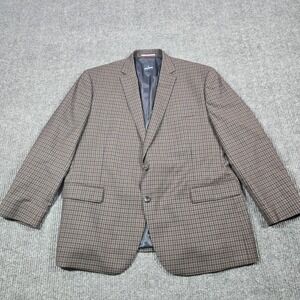 Daniel Hechter Blazer Mens‎ 50R Brown Blue Check 100% Wool Sport Coat Jacket